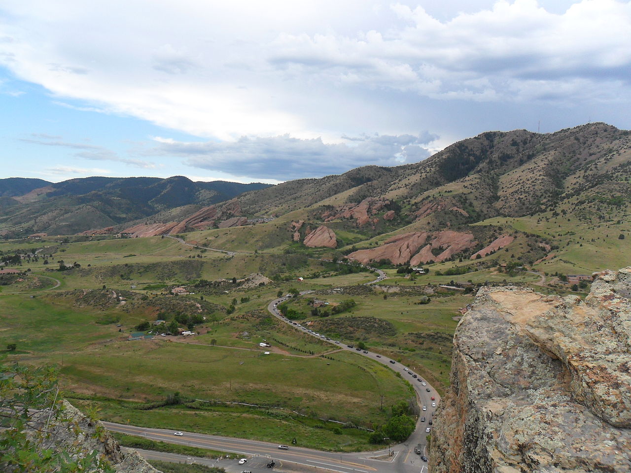 Photo of the Red Rocks park from across the ridge to the East of the park.